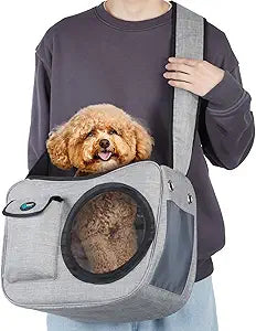 OWNPETS Pet Sling Carrier, Pet Airline Carrier Travel Bag, Fit 10~13lb Small Dogs, Comfortable, Adjustable, Perfect for Airline, Travelling, Daily Walk, Outdoor Activity and Weekend Adventure