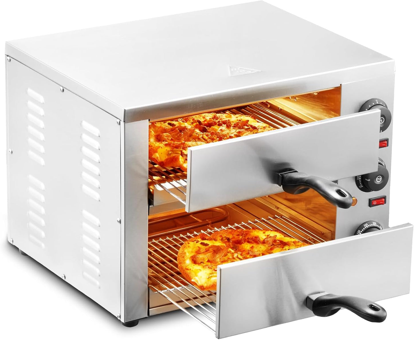 VEVOR Electric Pizza Oven for Countertops, 12-inch, 1700W, with Temp Control & 0-60 Min Timer, Even Baking Technology & Easy Clean Crumb Tray, Ideal for Both Commercial & Home Kitchens