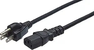 Amazon Basics Computer Monitor TV Replacement Power Cord - 10 ft, 24 count (Pack of 1), Black