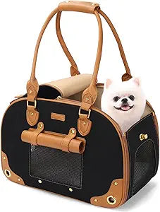 PetsHome Dog Carrier Purse, Pet Carrier, Foldable Waterproof Premium Nylon Pet Travel Portable Bag Carrier for Cat and Small Dog Home/Outdoor Medium Black