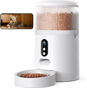Faroro Automatic Cat Feeder with Camera, 3MP HD Video with Night Vision, 5G WiFi Cat Feeder Automatic with APP Control, 2-Way Audio, Low Food Sensor, Motion Alerts for Cats and Dogs