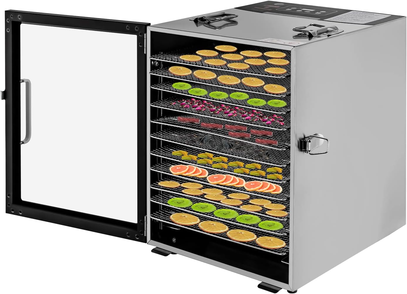 12 Trays Food Dehydrator Machine, Stainless Steel Commercial Dehydrated Dryer w\/Adjustable Temperature&Timer(86℉-176℉), 800W Home Electric Food Dryer Machine for Fruit Vegetable Meat flower (12 Trays)