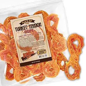 Gootoe Turkey Tendons for Dogs –All-Natural, Hypoallergenic Dog Treats, Rawhide Alternative, Long Lasting Puppy Chews, Healthy Dog Treats for Medium Breeds, Rope (M), 16 oz Pack (1 lb)