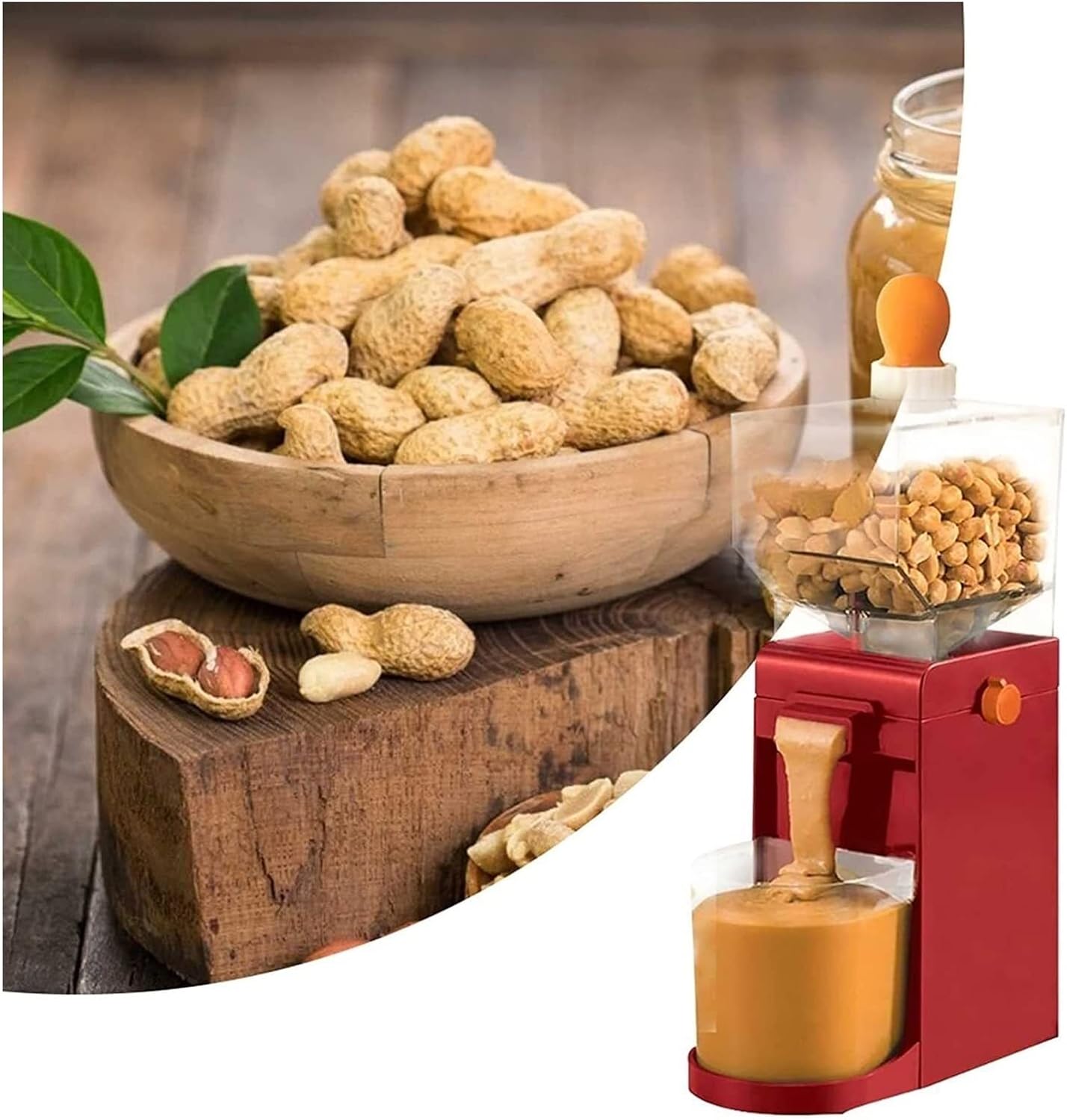 Peanut Butter Maker, Electric Nut Grinder, 500ml Food Processor with Non-Slip Base, 110V-220V for Home Kitchen