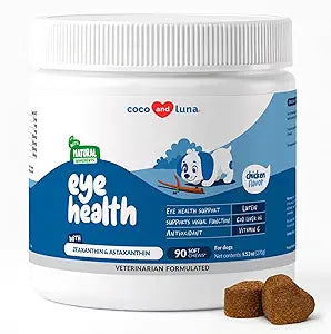 Eye Support for Dogs - 90 Soft Chews - Dog Supplements for Vision, Eye Vitamins for Dogs, with Cod Liver Oil Antioxidant, Dog Omega Supplement, Omega 3 EPA and DHA Fatty Acids.