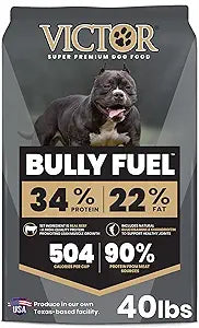 VICTOR Bully Fuel Dry Dog Food, 40 lb – Real Beef First Ingredient, High-Calorie Formula for Lean Muscle, Glucosamine & Chondroitin for Joint Health, Omega 3 & 6 for Skin & Coat