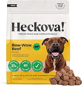 Bow Wow Beef - Freeze Dried Raw Dog Food, Complete Meal & Topper, Beef Liver and Kidney Bites for Training - High Protein (21g Per Cup) - Best Dog Stocking Stuffers, Made in The USA, 20oz Bag