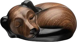 Pet Urns,Sleeping Resin Cremation Dog Urn, Dog Urns for Ashes, Small Animal Urn(Black Walnut)…