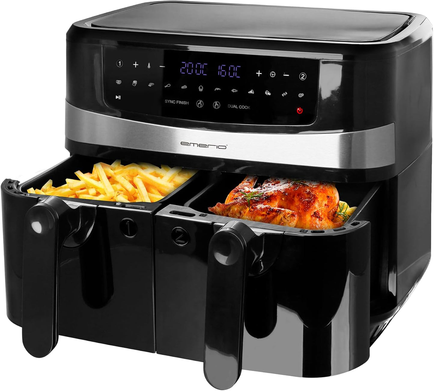 Emerio AF-126672-9L Vrijstaand 2400 W Heteluchtfriteuse Zwart, Zilver - Airfryer (-)