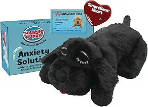 Snuggle Puppy Junior Heartbeat Puppy Toy - Heartbeat Puppy for Dogs - Pet Anxiety Relief and Calming Aid - Comfort Dog Toy - Behavioral Training and Sleep Aid Cuddle Buddy - Black
