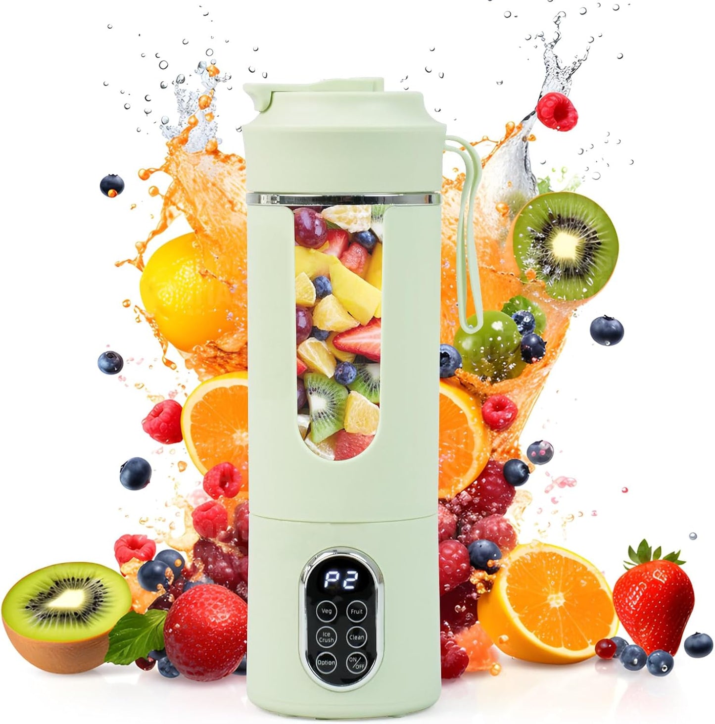 530ML Portable Blender,Mini Portable Electric USB Juicer,Small Personal Blender for Smoothies and Shakes,With Automatic Cleaning Function,Multi-Purpose and Easy To Use(green)