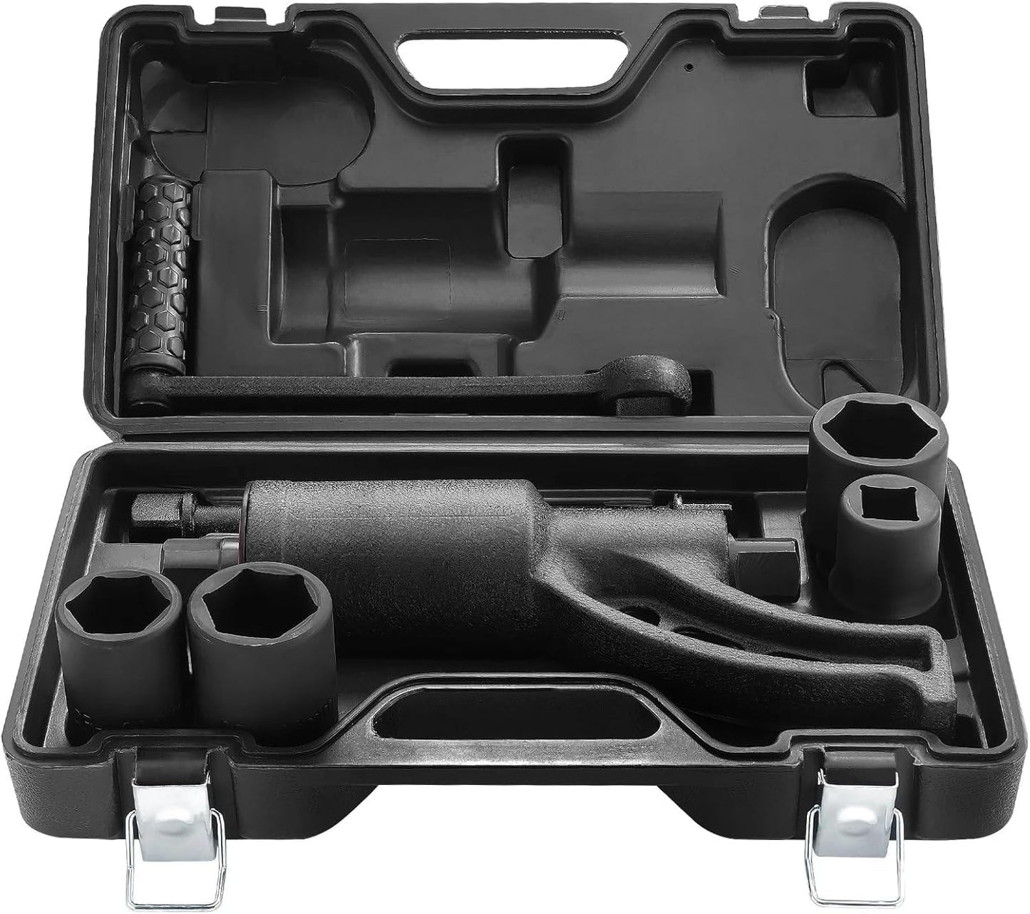 Professional EZ Travel Collection Semi Truck Big Rig, RV and Heavy Equipment Torque Wrench Multiplier with 4-Sockets (Gear Ratio: 1:58) (With Case)