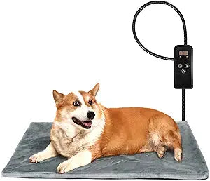 Niubya Pet Heating Pad for Dogs and Cats, Adjustable Temperature and Waterproof Pet Heated Mat with Timer, Electric Heating Pet Bed with Chew Resistant Cord and Soft Washable Cover, 30" x 18"