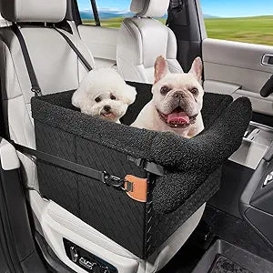 Dog Car Seats for Small Medium Dogs,PU Leather Car Seat Boosters,Foldable Puppy Cat Carseats (Black, Medium Dog)
