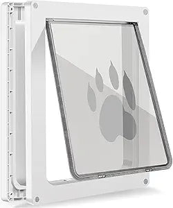 CEESC Dog Door for Pets Up to 45 lb, Weatherproof Pet Door for Cats and Dogs, Durable, Snap-in Closing Panel Included, Suitable for Interior and Exterior Doors(Medium White)