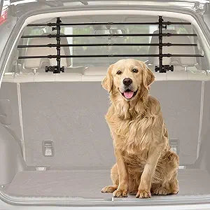 JOYTUTUS Adjustable Dog Car Barrier for SUVs,Vehicles, Trucks, Upgraded Universal-Fit Pet Divider Gate Carbon Steel Dog Barrier for Cargo Area 32" to 57" Width