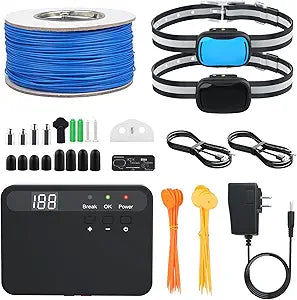 PcEoTllar Electric Fence for Dogs, Underground Dog Fence with 656Ft Wire, 2 Waterproof Collar, Rechargeable Electric Fence for Small Medium Large Dogs