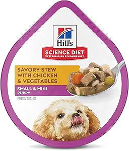 Hill's Science Diet Puppy Small & Mini Breeds Wet Dog Food, Chicken & Vegetables Stew, 3.5 oz. Trays, 12-Pack
