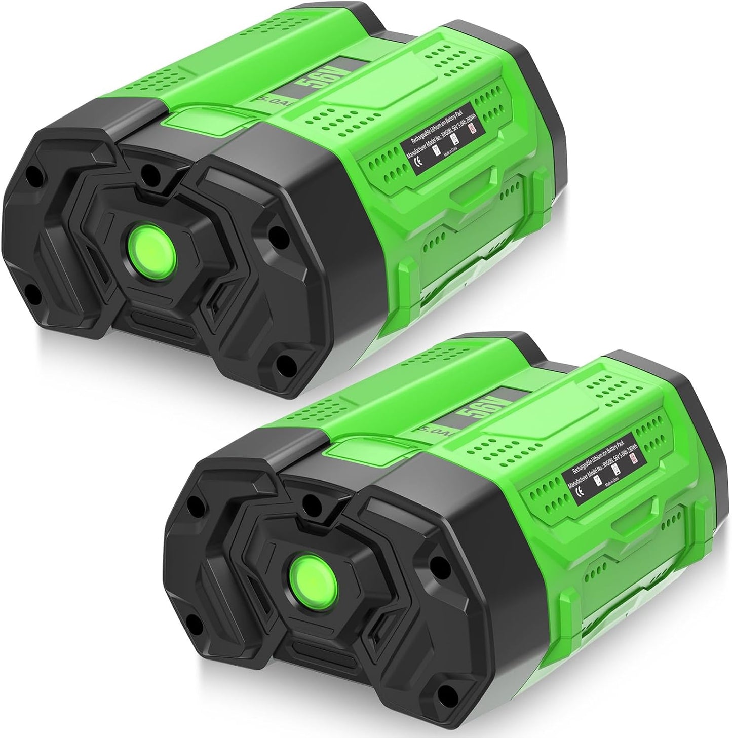 2 Packs 56V 5000mAh Replacement for EGO 56 Volt Lithium Battery 5.0Ah Compatible with 56 Volt Power+ Tools BA2800 BA4200 CS1604 CS1804 CS1403 HT2400 LB6504 LB5804 LB6500 LB4800 PH1400 Power Tools