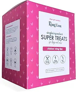 King Lou Pets - Whole Chicken Wing Tips - Dehydrated Jerky Treats for Dogs & Cats - Single Ingredient, Protein-Rich Collagen Chews Pet Treats - USA-Made Natural Treats - 120 Count