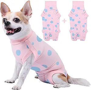 2-Pack XX-Small Dog Surgery Recovery Suit Female, Post Surgery Protective Wear with Pee Hole, Unisex Pet Surgical Vest for Wound Care, Spay/Neuter Healing (Pink, XXS)