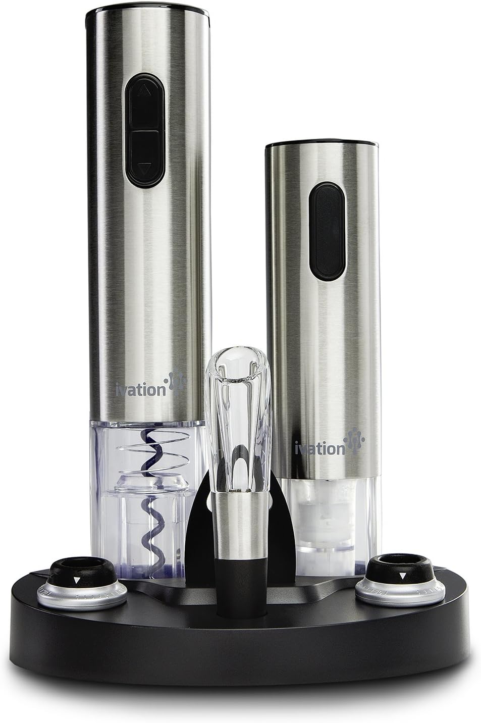 Ivation Electric Wine Gift Set – Includes Bottle Opener, Aerator, Vacuum Preserver, Stoppers, Foil Cutter & Charging Base