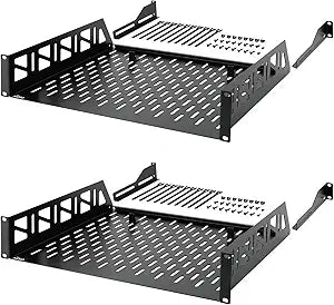 Tecmojo 2U Rack Shelf,19 inch Server Rack Shelf 14 inch Depth,Weight Capacity 110Lbs/50kg,Rack Mount Shelf for 19" Network Racks & Cabinets,with Complete Accessories (2Pack)