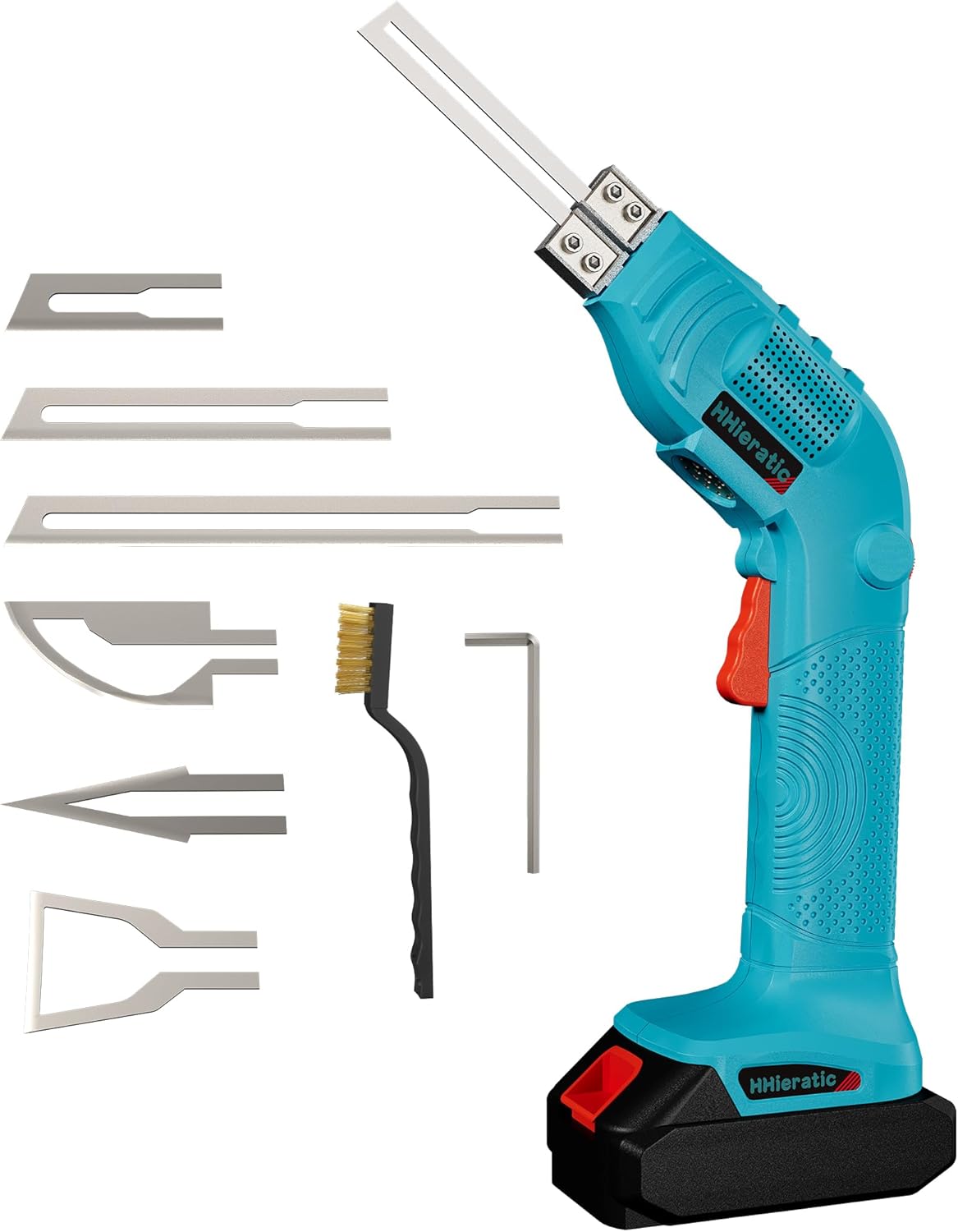 Cordless Hot Knife with Battery,Electric Styrofoam Cutter Kit with Temperature Control Max 932°F(500℃),150W Hot Knife with 6 Blades for Cutting Belt,Webbing,Fiber,Cloth,Rope,Rubber