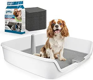 ALL FOR PAWS Dog Pee Pad Holder with Removable Post, 23.6" Indoor Dog Potty Training Tray, Puppy Toilet Litter Box for Small to Medium Sized Dogs