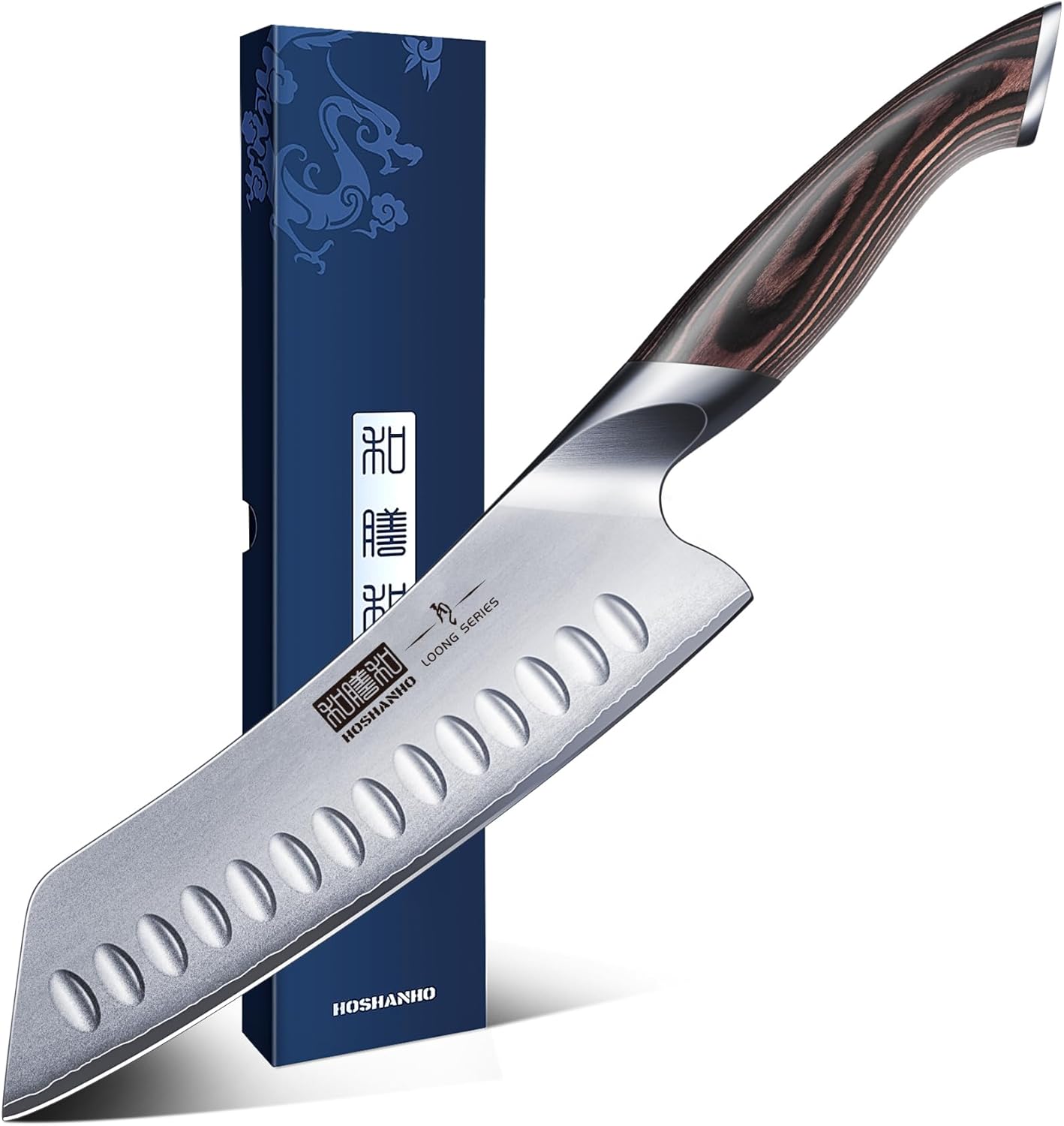 7 Inch Japanese Chef Knife, Ultra Sharp High Carbon Stainless Steel Kitchen Knife, Professional Santoku Knives with Ergonomic Pakkawood Handle