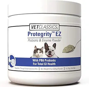 Vet Classics Protegrity EZ Probiotic Health Supplements for Dogs, Cats – Dog Digestive Support, Pet Gastrointestinal Health, Cat Stomach, Intestinal Balance – Pet Enzymes – 8 Oz. Powder