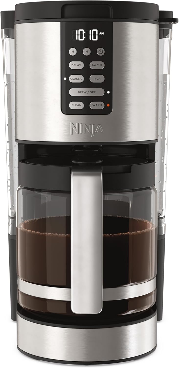 Ninja 14 Cup , Programmable Coffee Maker XL Pro with Permanent Filter, 2 Brew Styles Classic & Rich, 4 Programs Small Batch, Delay Brew, Freshness Timer & Keep Warm, Stainless Steel, DCM201