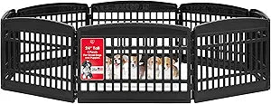 IRIS USA Dog Playpen 24" 8-Panel Dog Playpen – Large Puppy Playpen Indoor, 83.5 x 83.5 x 24, Spacious Dog Play Pen Indoors for Multiple Puppies/Small Dogs, Pet Fence, Black