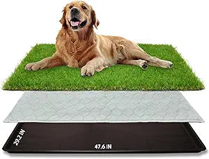 Dog Grass Large Potty Patch, Dog Litter Boxes Artificial Grass Bathroom Turf for Pet Training, Washable Puppy Pee Pad, Perfect Indoor/Outdoor Portable Potty Pet Loo (Potty system-47.6"x29.2")