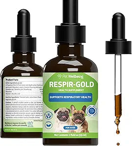 Pet Wellbeing Respir-Gold for Dogs - Lower Respiratory Support, Holistic Lung Health & Deep Breathing with Black Cumin & Horehound - NASC Certified & Vet Formulated - 2 oz Liquid Formula
