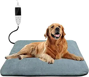 SmartTail 35.4 x 23.6 in Large Dog Heating Pad, Upgraded 12 Timer and Keep on Mode Heated Bed for Pet with Chew Resistant Cord Machine Washable and Adjustable Temperature