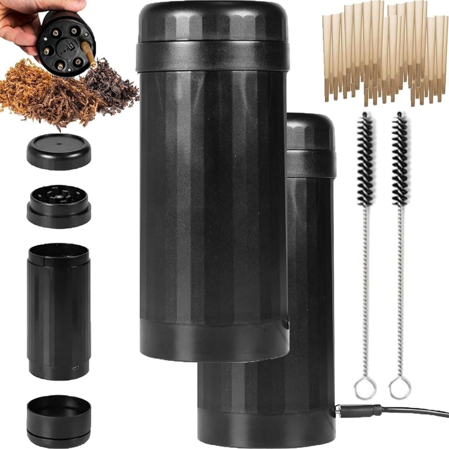 2in1 Roller Cylinder, Portable Swifty Roll Cylinder Machine, Zablender Pro Roller Electric Mills and Cone Filler, Say Goodbye to Hassle of Rolling by Hand (2 Sets)