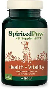 Spirited Paw Health + Vitality - Joint Health & Immune System Support - Healthy Heart & Coat Support - Multivitamin Pet Wellness Supplement - Liver-Flavored Dog Chews - 90 Chewable Wafers