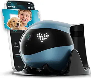Enabot EBO Air 2 FamilyBot Indoor Security Camera Robot: 2K Pet Camera, Movable Home Robot, Custom Facial Expression, Auto-Recharge, Battery-Operated, 2-Way Talk, Night Vision(Jay Blue)