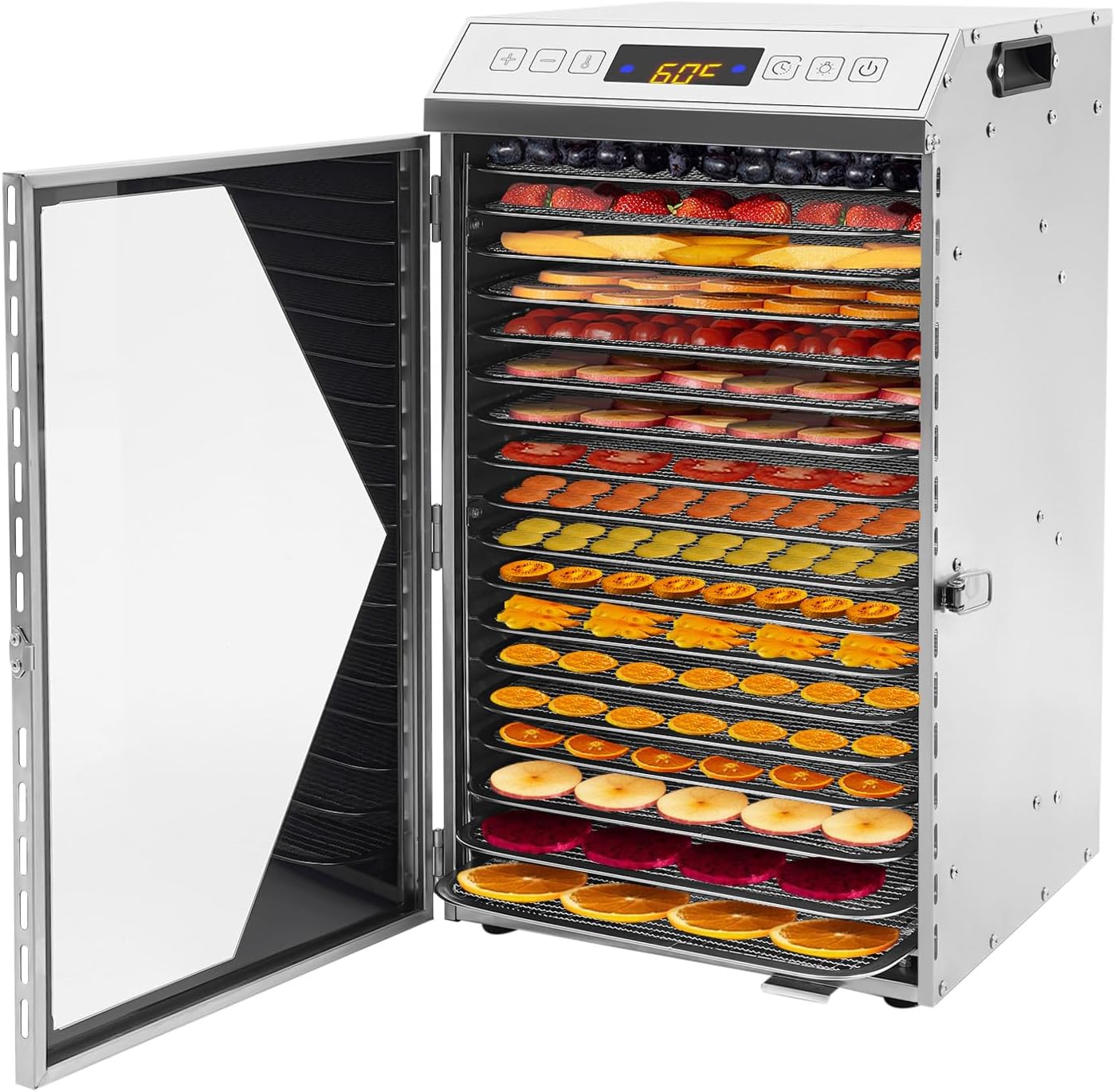 Food Dehydrator Machine, 18 Trays 800W Electric Countertop Food Dryer, 104-194℉ Temperature and Time Control, Commercial Stainless Steel Dehydrator for Meat, Fruits, Vegetables, Herbs
