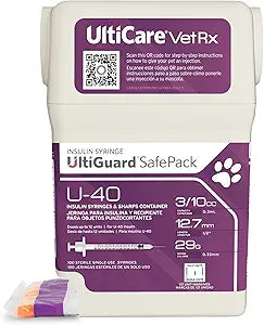 UltiCare VetRx U-40 UltiGuard Safe Pack Pet Insulin Syringes (29g 3/10cc 1/2")