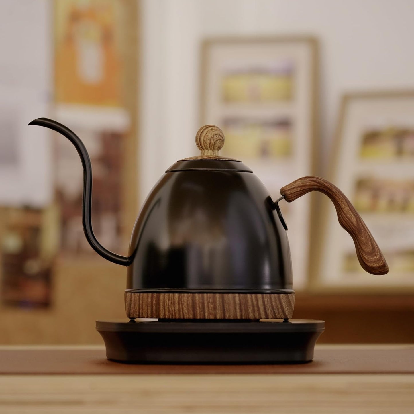 Electric Stainless Steel Gooseneck Kettle Temperature Control Variable For Coffee Tea Pour Over 1000 Watt Quick Heating,0.8QT,BPA free, dry-boil Protection, Touch Screen control 110VAC1000W US PLUG