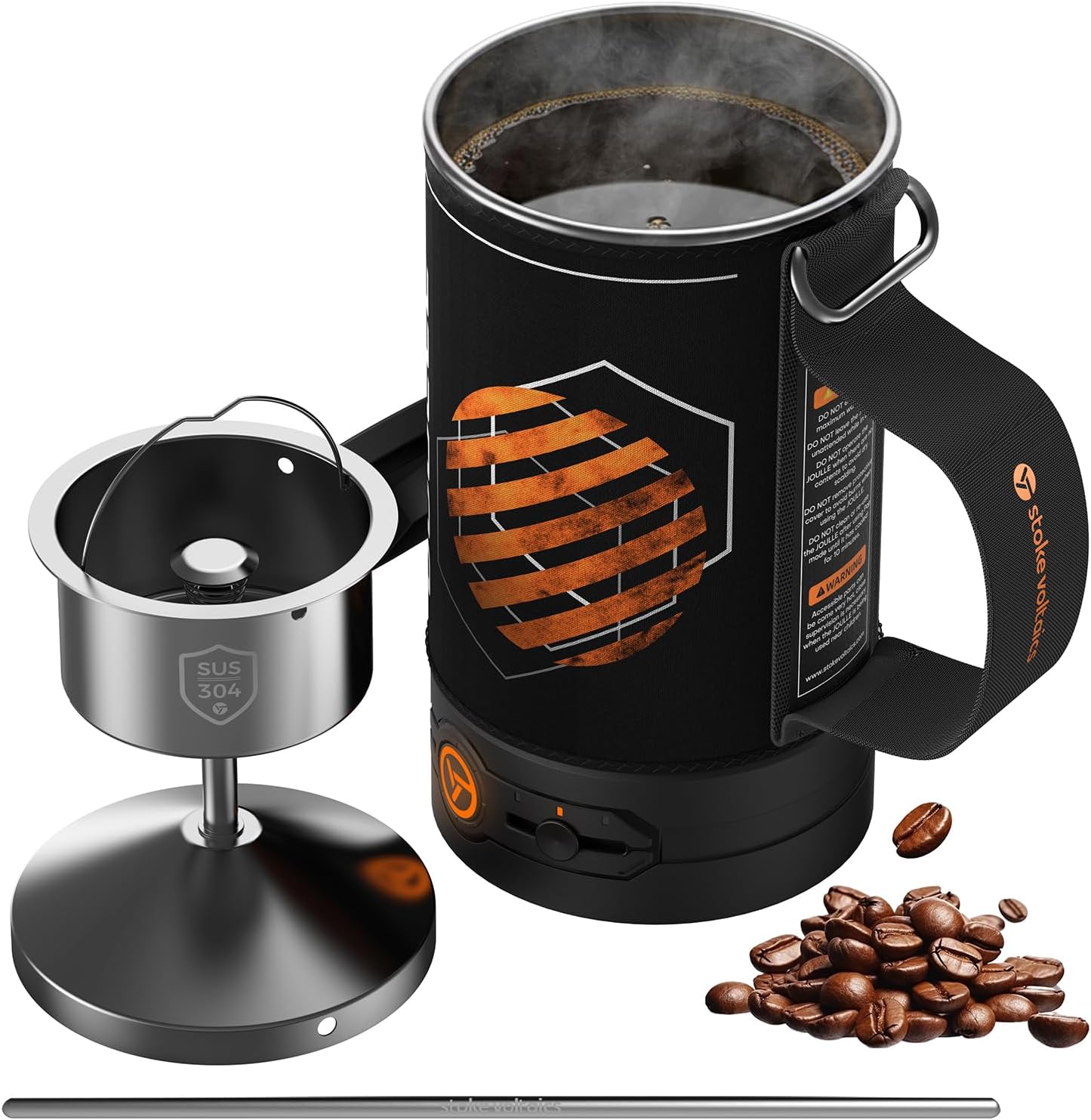 STOKE VOLTAICS Percolator Coffee Pot Electric,Boil Water & Brew Tea 2-in-1,3 Cup Coffee Maker,Portable Tea Kit for Camping,Travel