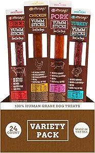 etta says! Yumm Sticks - Real Meat Dog Jerky Treats - Beef, Chicken, Pork, and Turkey Variety Pack - Human Grade - Made in The USA (24 Count Pack of 1)