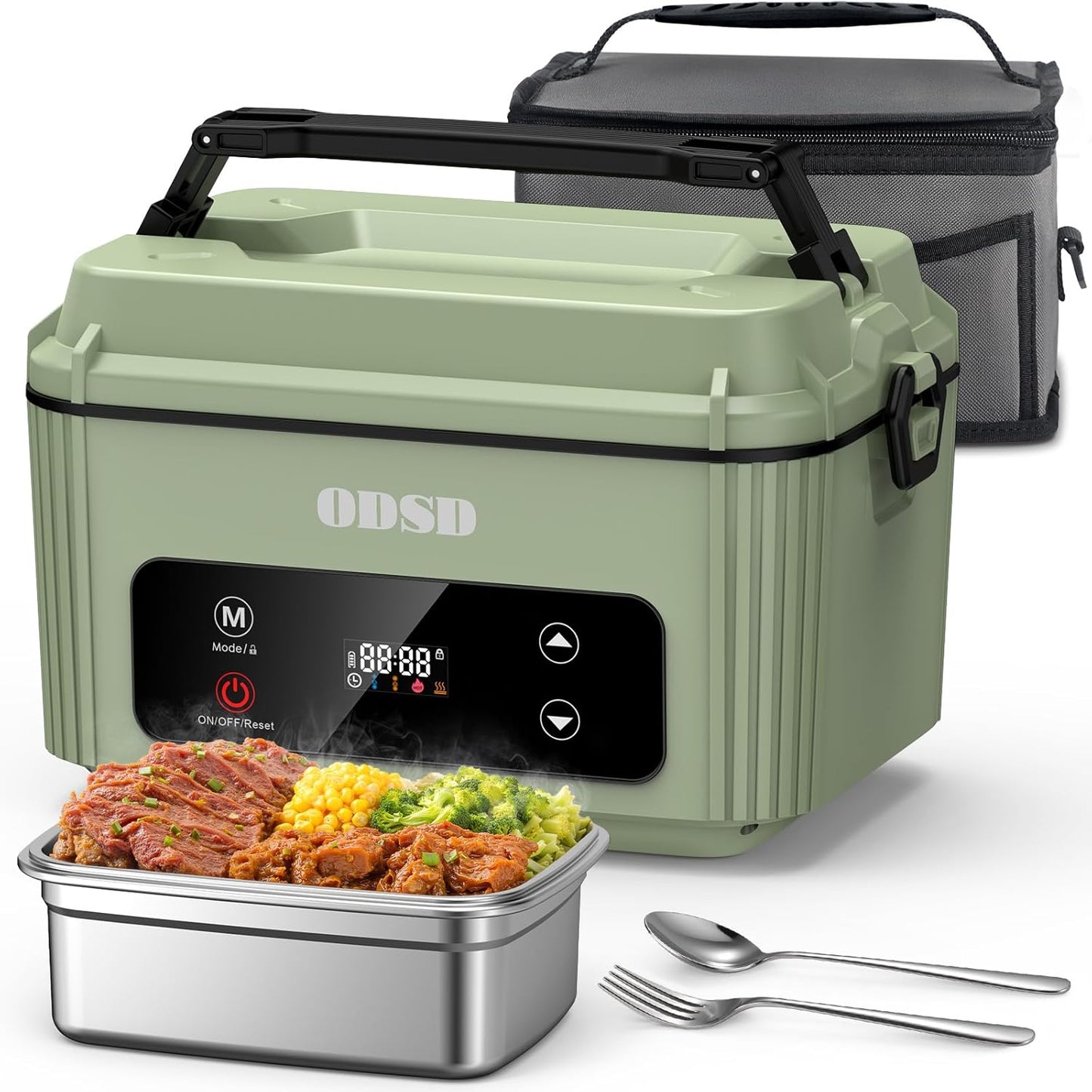 ODSD Cordless Electric Lunch Box for Adults, 5-Cup Heated Lunch Box with Timer, Portable Food Warmer with 360° Even Heating for Car, Office, or Outdoors