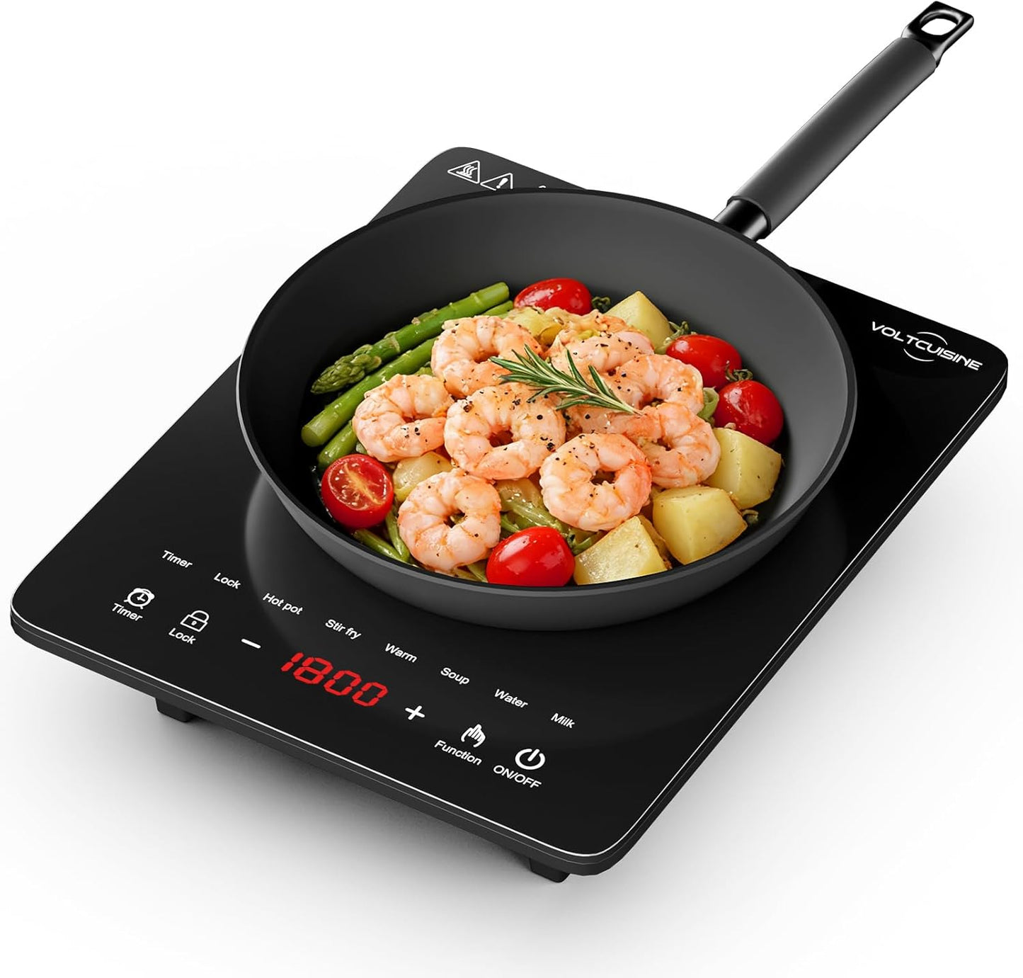 1800W Portable Induction Cooktop, Single Burner Countertop Electric Stove with Touch Control, 8 Power Levels, Timer & Child Safety Lock, 120V