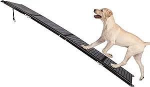 Dog Ramp - 62†x 17.5†Folding Dog Ramp for Car, Truck, SUV, or RV - Portable Ramps for Large Pets with Non-Slip Rug Surface - Pet Travel Accessories by PETMAKER (Black)