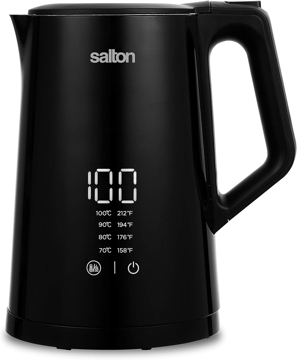 Salton JK1956 Cool Touch Digital Temperature Control, 1.5 L Electric Kettle, Black