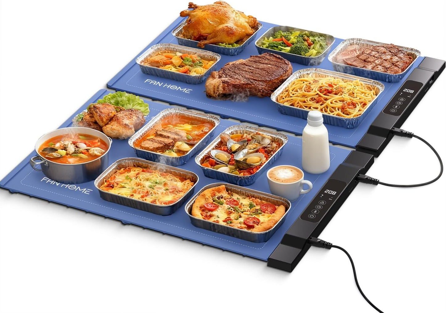 Warming Mat for Food, 2 Pack Electric Warming Trays for Parties Buffet, 7 Temperature Settings and 6 Hours Timer, Fast Heating, Portable Food Warmers for Gatherings, Family Countertop,Thanksgiving