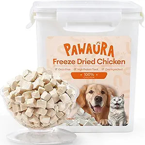 Freeze Dried Chicken Cats & Dogs Treats, High Protein Single Ingredient - No Additives | Grain Free | Training & Nutrition Supplements, Sealed Box, 1.1LB